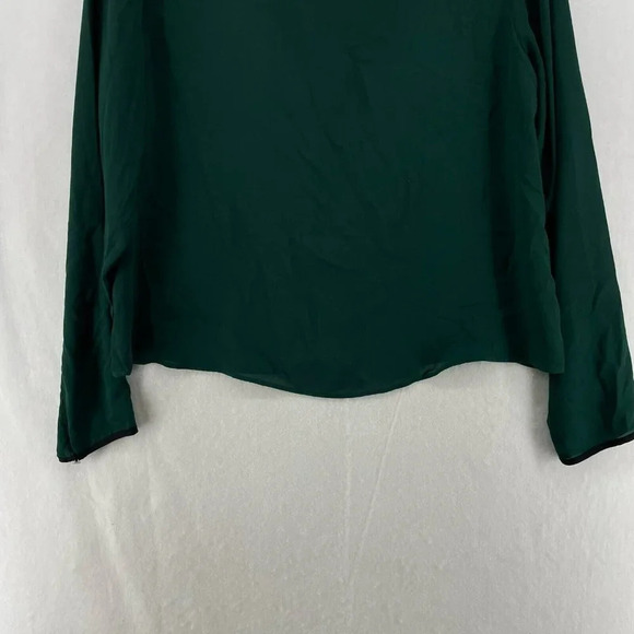 Forever 21 Tops Womens M Emerald Green Round Neck Keyhole Black Trim Long Sleeve - Picture 10 of 11